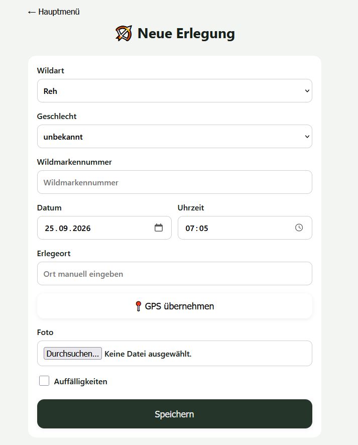 Formular Neue Erlegung ohne Auffälligkeiten